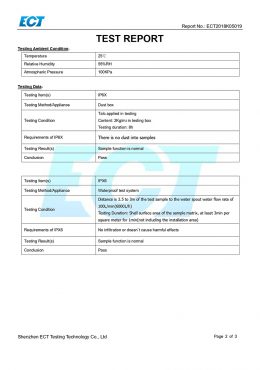 Сертификат EK IP66 TESTING